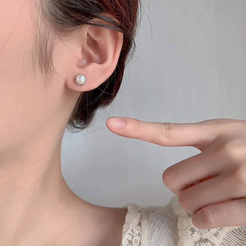 Manufacturer Pink Statement Real Pearl Stud Earrings Silver Titanium Pearl Earrings Pearl Wedding Earrings For Brides