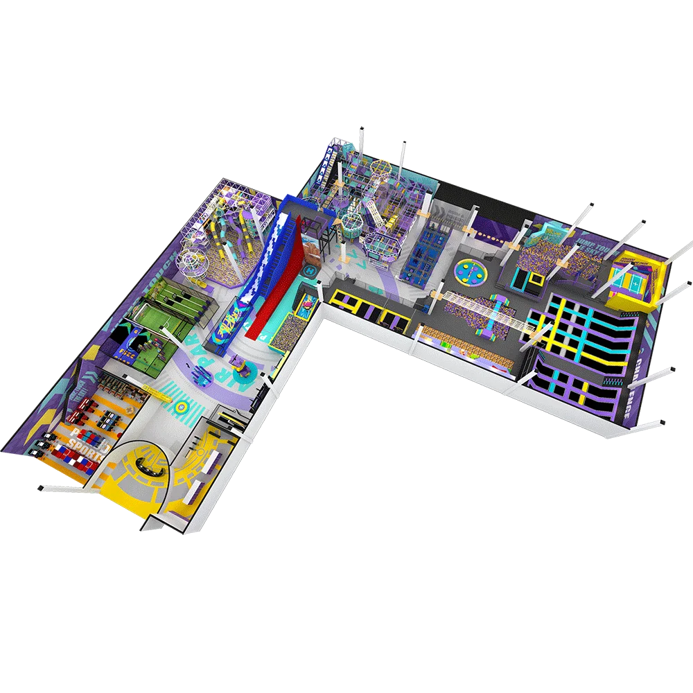 Pokiddo Design 3300sqm Indoor Playground Equipment Fun and Active Trampoline Park for Kids and Adults in Spain