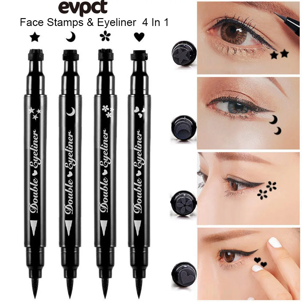 Double-head Stamp Eyeliner Pencil Set 4pcs Waterproof Eyeliner Women Makeup Brand