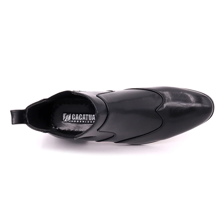 China Factory custom burnished pu leather WING TIP Chelsea Boots man dress shoes