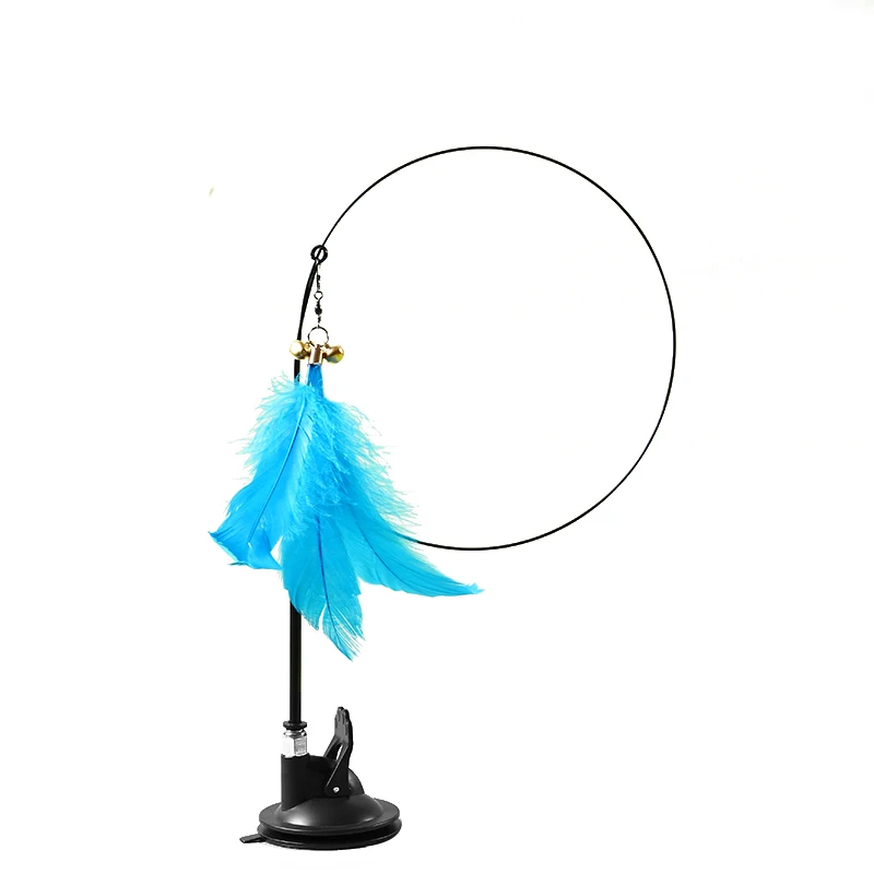 Cat Teaser Stick Interactive Funny Feather with Bell Sucker Cat Stick Toy Kitten Playing Teaser Wand Toys for Cats