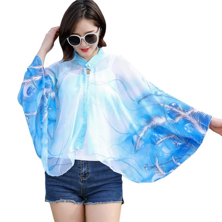 Ladies Car Riding Clothing Summer Printing Sleeve Cuff Shading Sunscreen Scarf Sun Uv Protection Shawls