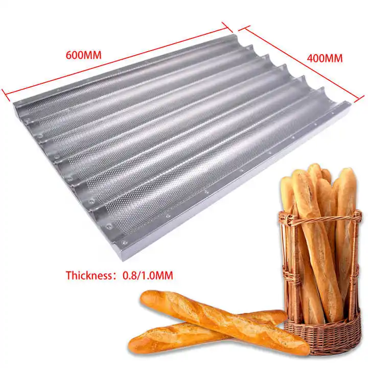 YOSLON  Food Grade, Carbon Steel Bakeware Non Stick Loaf Pans French Bread Perforated Tray Baking Baguette Pan YSN-8010 / G/P