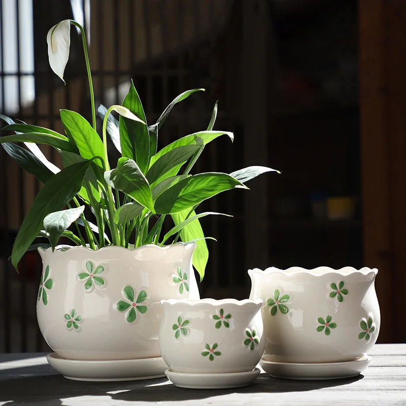 Wholesale 3pcs in one set outdoor big cheap ceramic flower pot home decoration