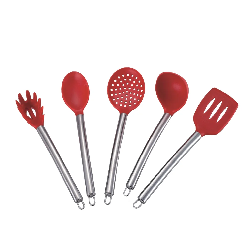 6-Piece Nonstick Kitchen Cooking Tools Set, Silicone Kitchenware With Stainless Steel Handle