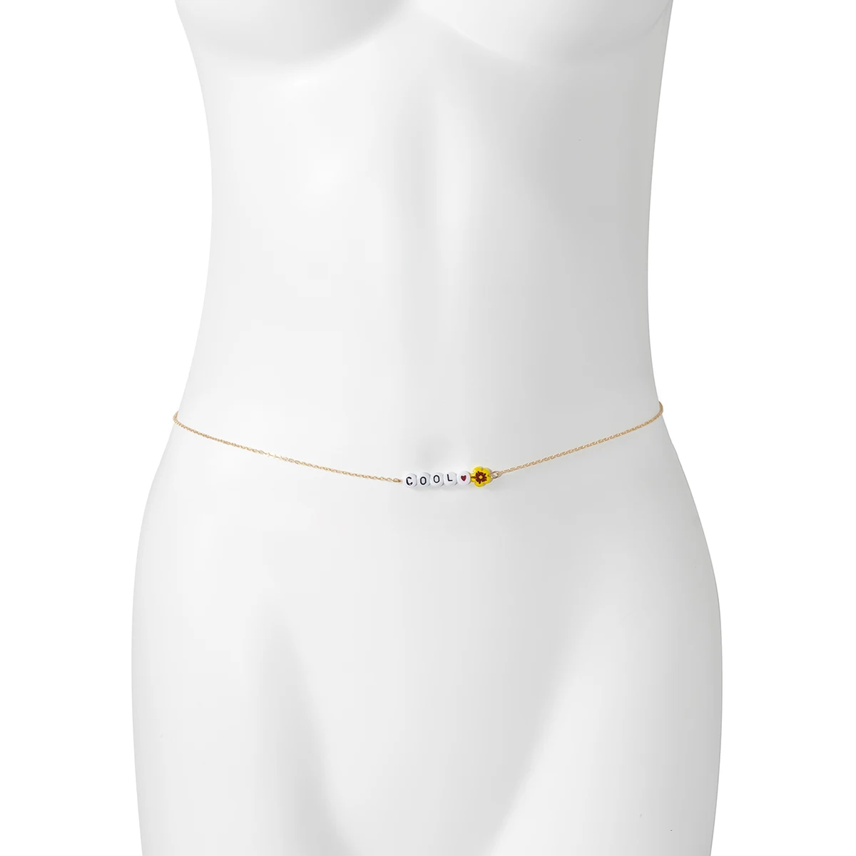  SHIXIN Delicate Acrylic Letter Waist Chain Flower Heart Belly Colorful Glass Body Jewelry for