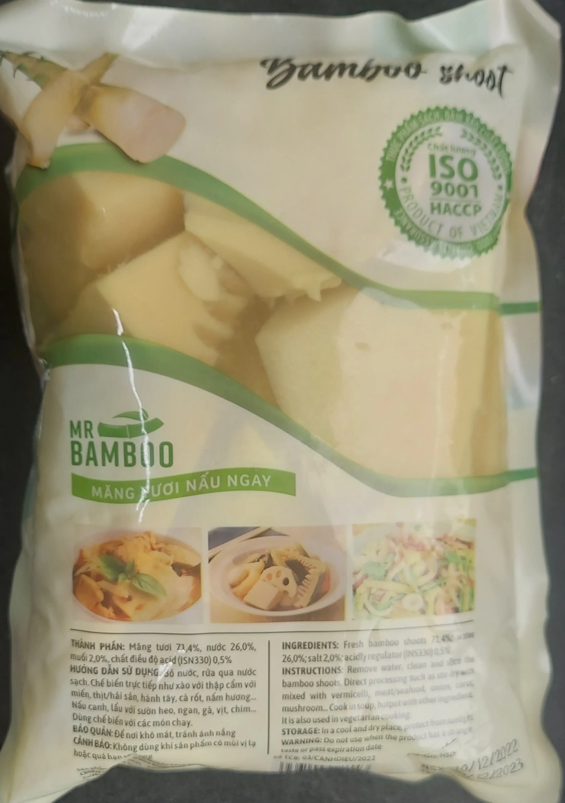 Vietnamese Fresh Bamboo Shoots In Packet Pale Color Mildly Sweet Taste 24 Months Packaging Vacuum Pack 0.5 kg In Weight