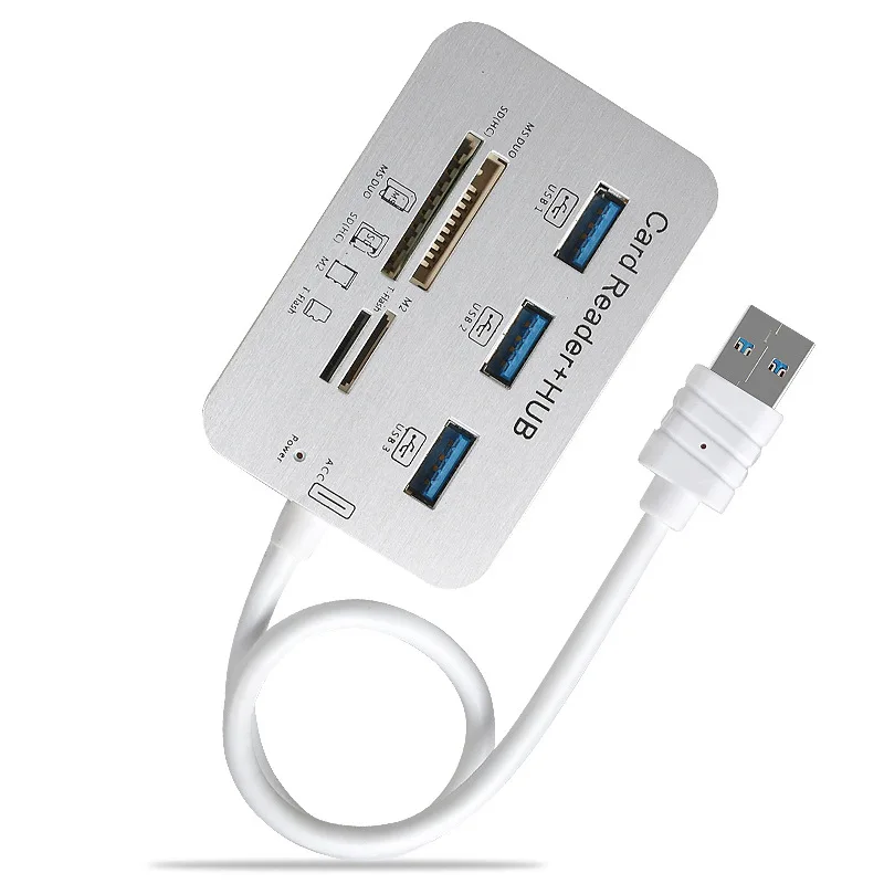 7 in 1 619 Docking Station 3 Port USB 3.0 Hub 4 Port Card Reader for Micro SD M2 MS T-Flash U Disk Laptop PC Mouse Keyboard