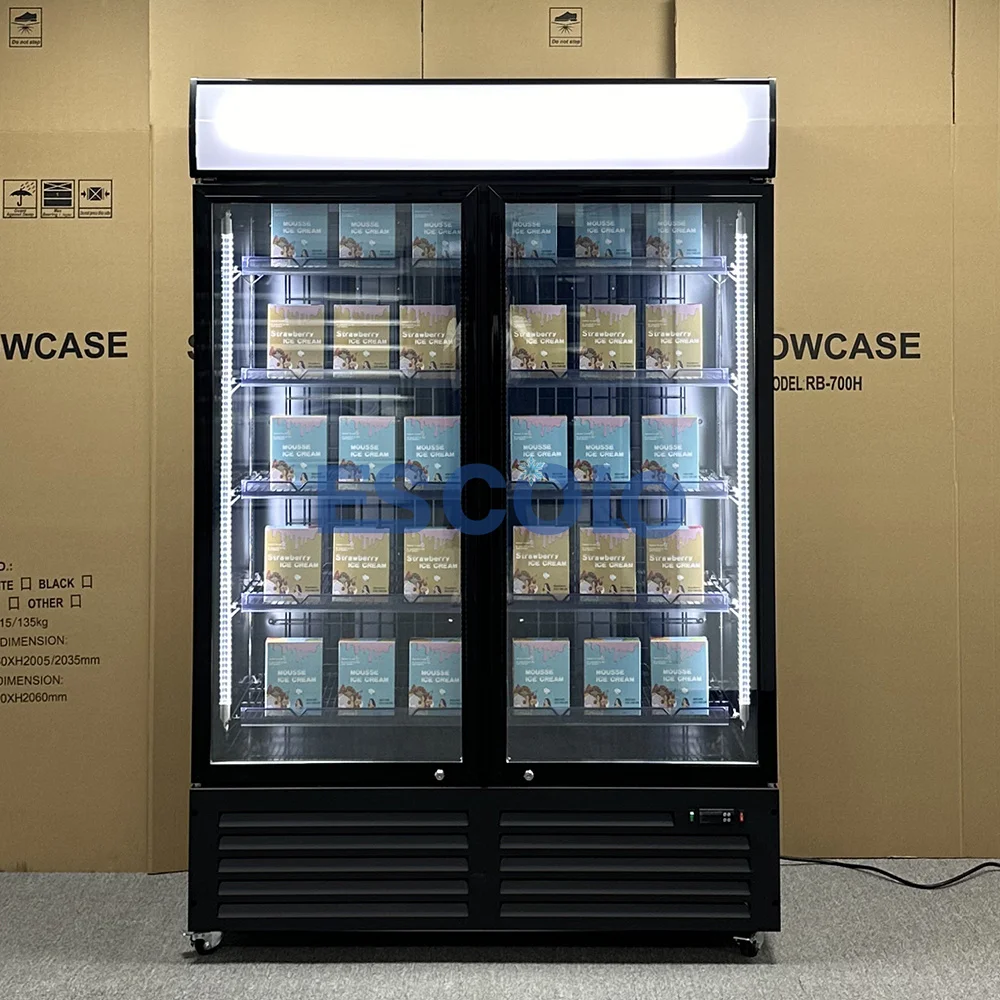 Commercial Restaurant Glass Door 2 Door Freezer With Lock