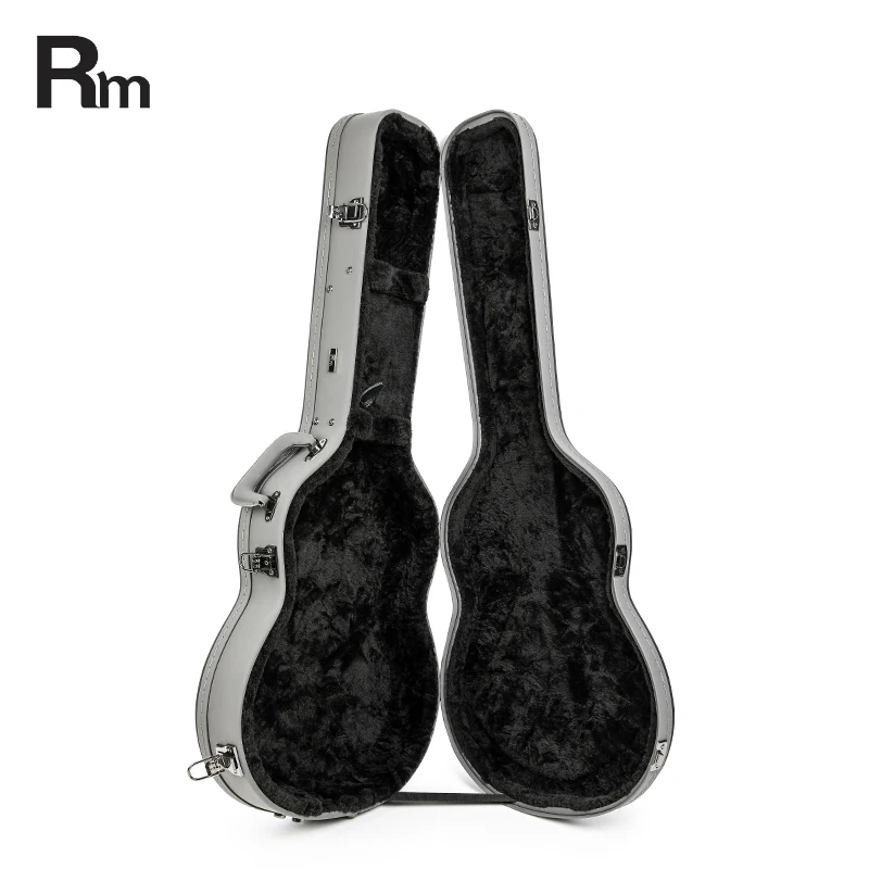 Classical Guitar Cases Black-grey Leather Wooden Guitar Display Case Shockproof Custom Musical Instrument Case