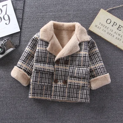 Детская одежда для мальчиков Новинка Зима 2019 Детский костюм с толстым меховым воротником детская бархатная повседневная куртка