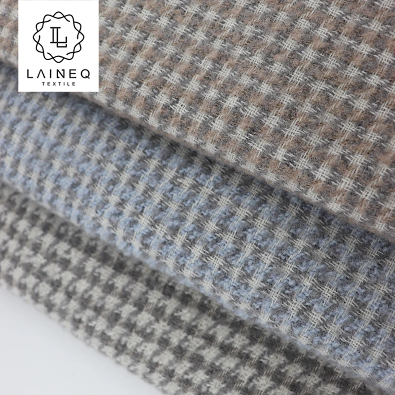 2023 Fine and beautifully crafted houndstooth check 80% wool fabric double-faced different color fabric
