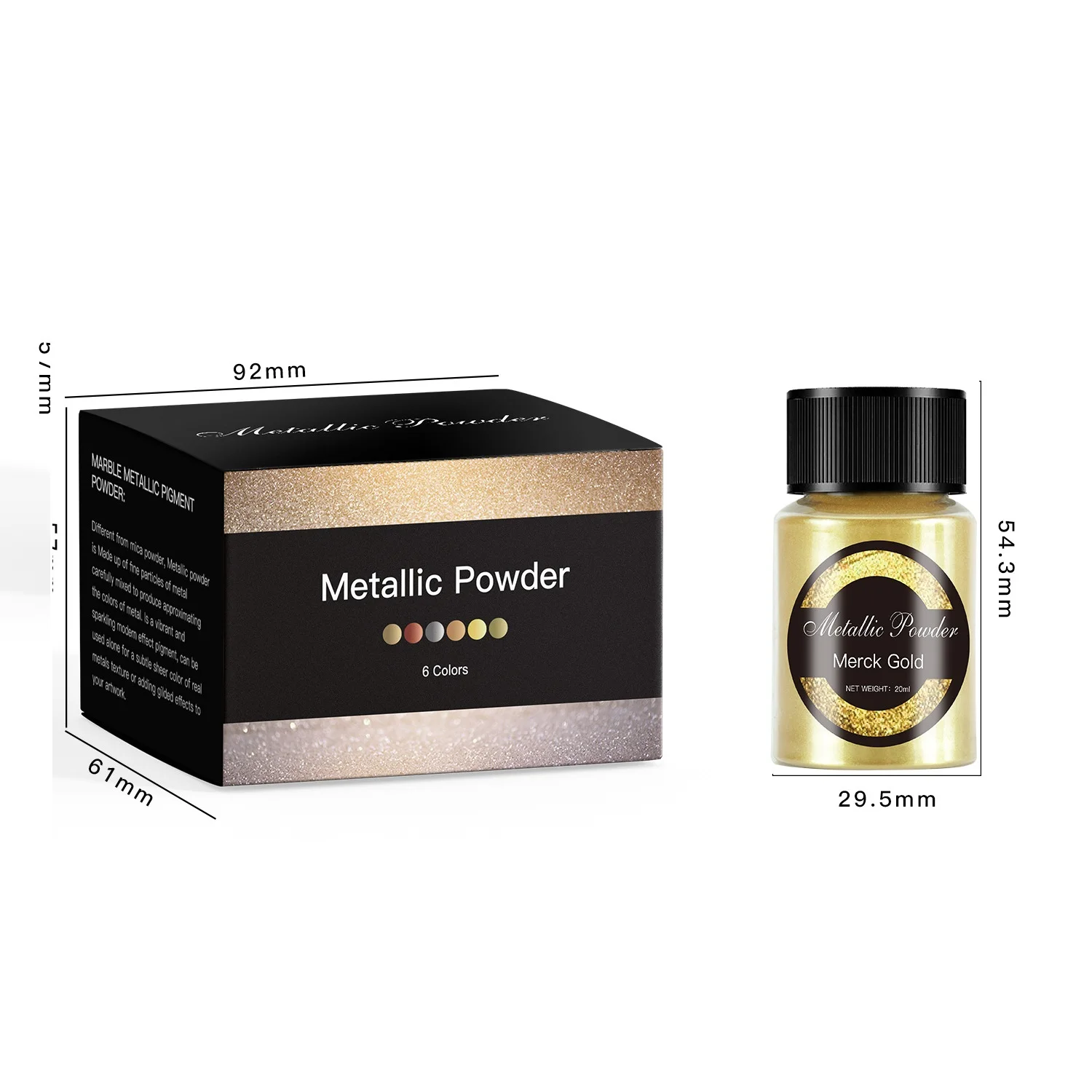 INTODIY 6 Color 20ml Marble Metal Powder Color Metal Powder Used For Resin Decorative Sealing