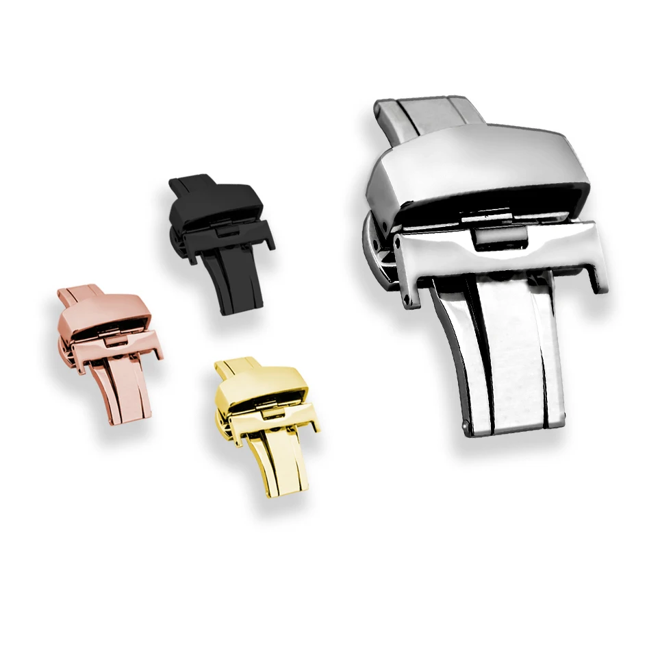 Custom  Watch Buckle  18mm 20mm 22mm 24mm Deployment Clasp For Watch Strap Folding Butterfly Stainless Steel Watch Buckle