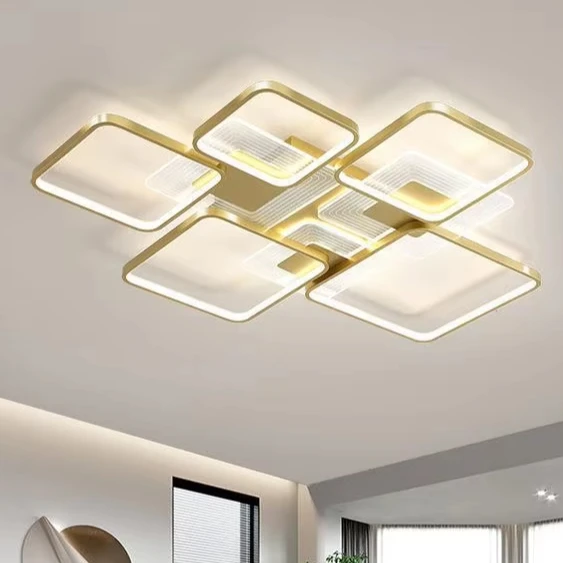 Geometric square dining room bedroom LED ceiling light black low profile hotel living room showroom acrylic ceiling lamp