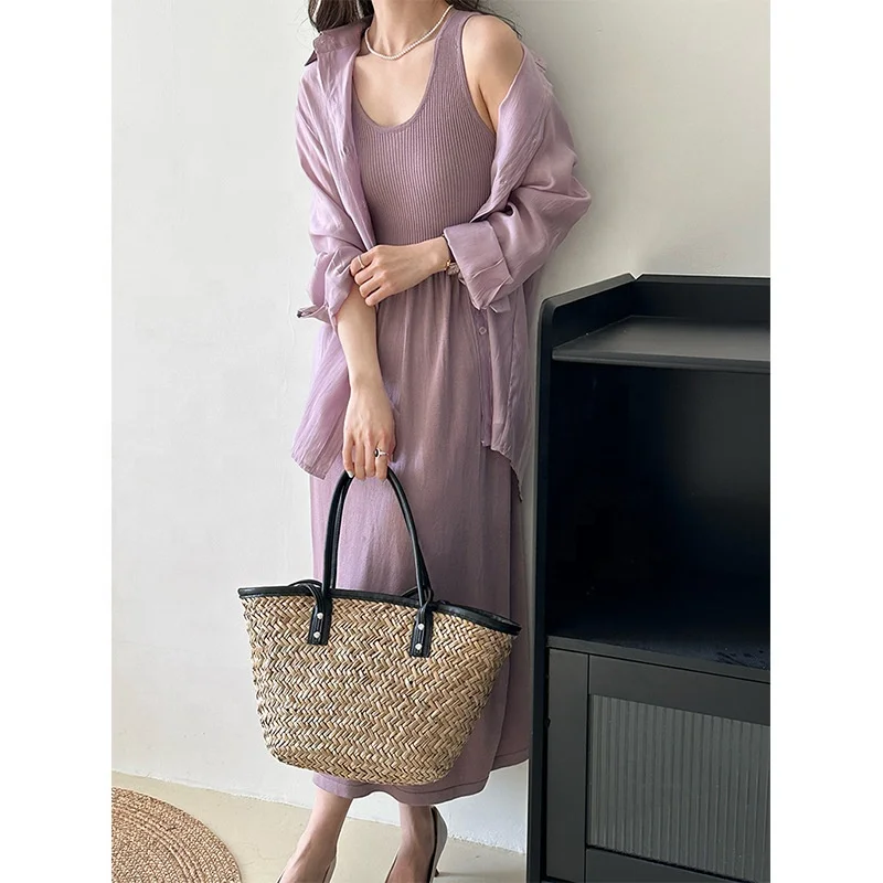 Summer Shirts Women Turn-Down Collar Long Sleeve Casual Blouses Transparent Plain Canday Colors Loose Sunproof Tops WholeT34702C