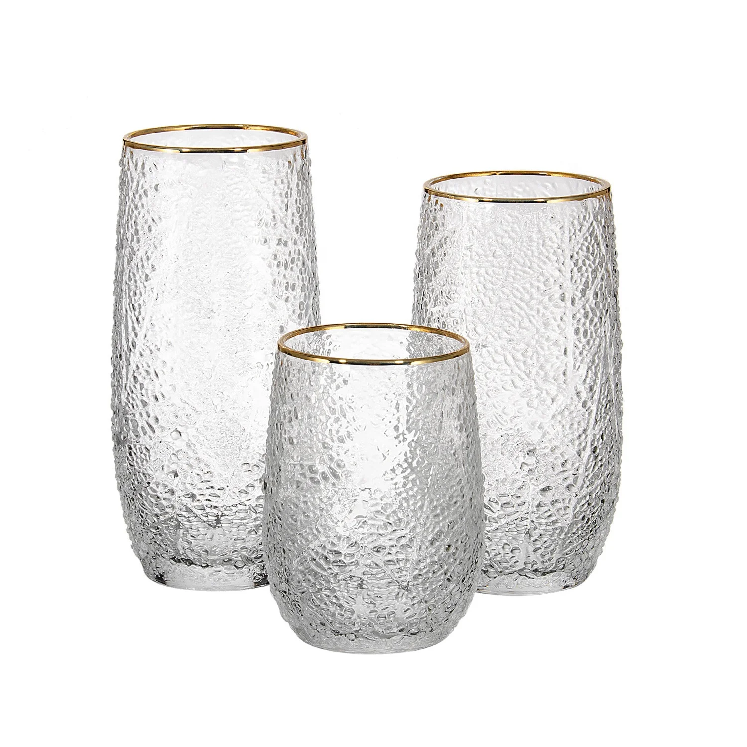 1000ML Large Capacity Glass Drinking Water Cup Tumbler Bedside Bottles Pitcher Jug Set with Gold Rim