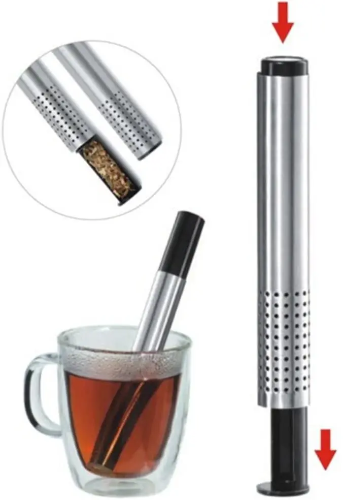 Wholesale Food Safe Pipe Mesh Tea Filter Stainless Steel Metal Tea Infuser Tool Tea Strainer Stick
