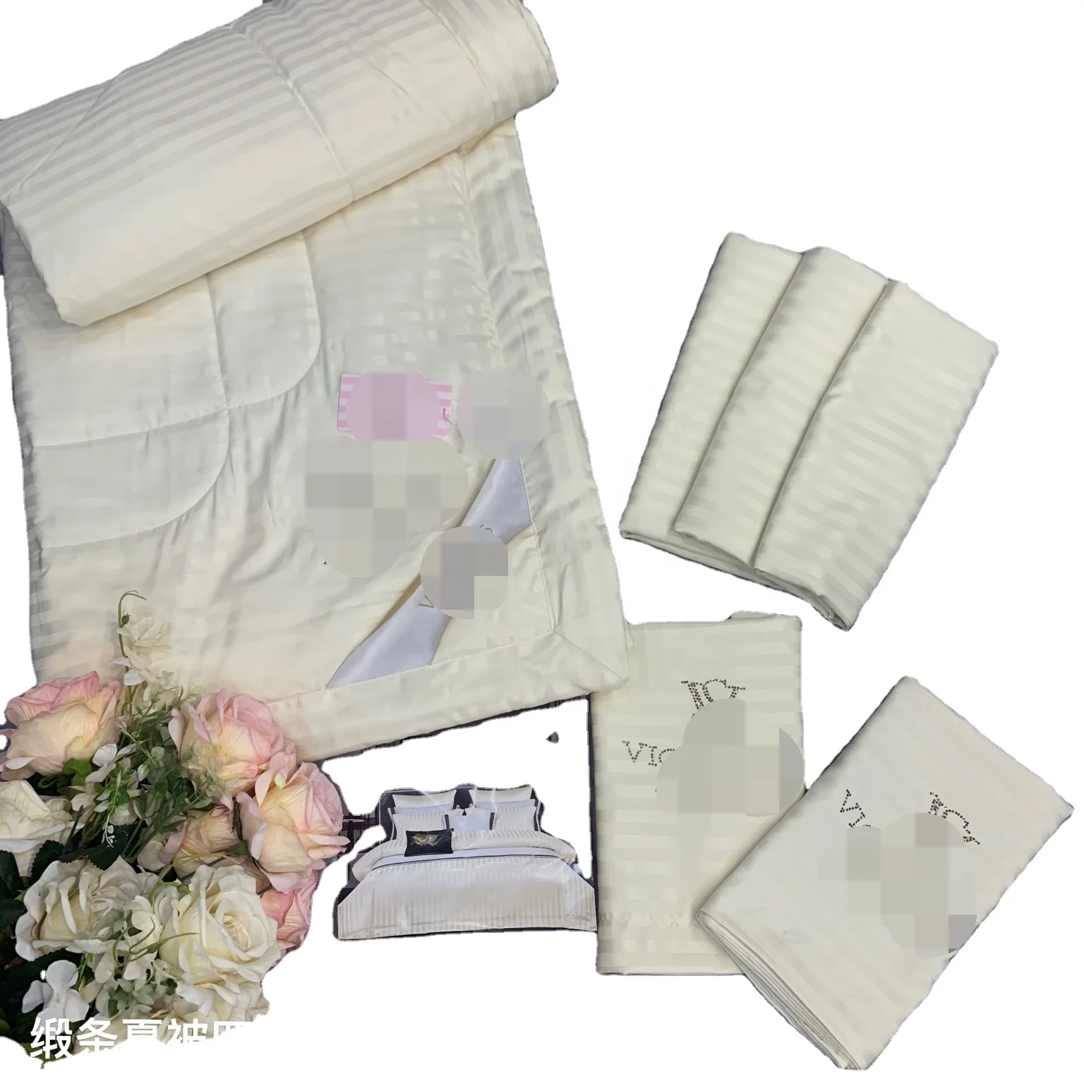 Комплект постельного белья роскошный комплект из сатина в полоску