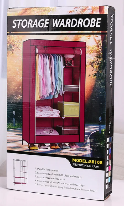 
Portable folding Clothes Closet Wardrobe with Non-Woven Fabric and Hanging Rod Quick and Easy to Assemble 