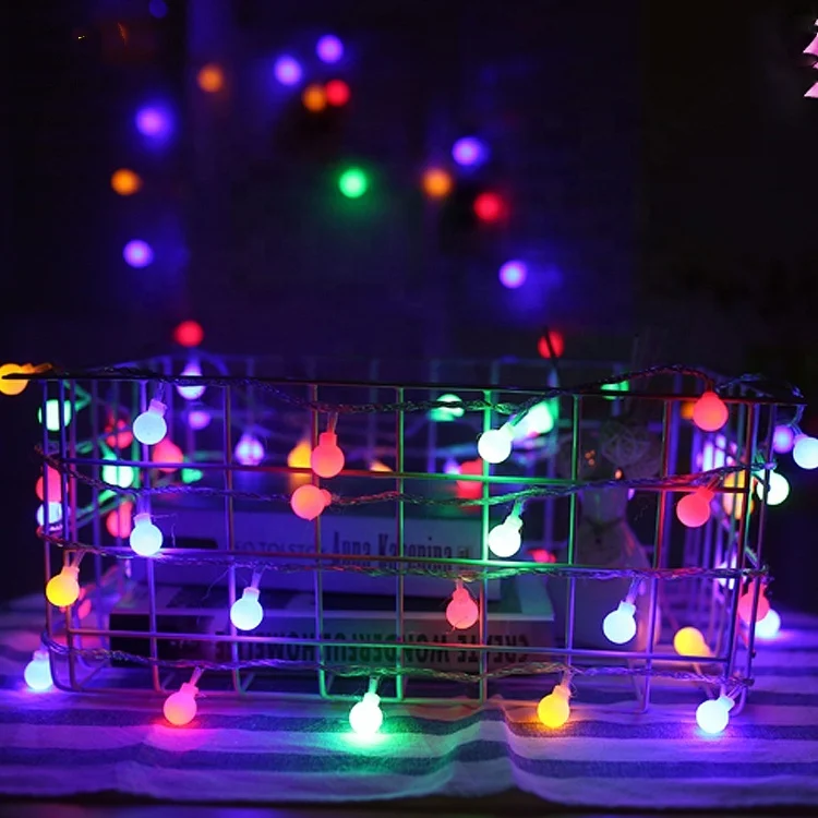 Outdoor led lighted 40mm balls string light cotton balls