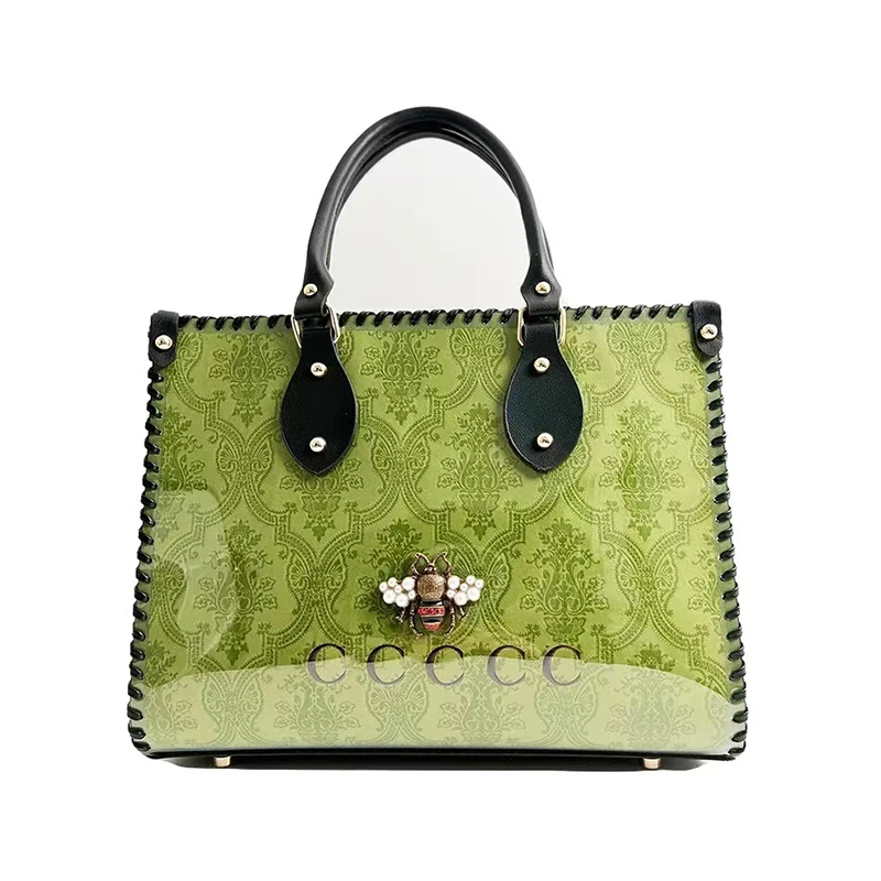 New Famous brand paper bag transformation diy tote kit Clear Plastic PU leather tote bag diy bag kit diy handbag kit