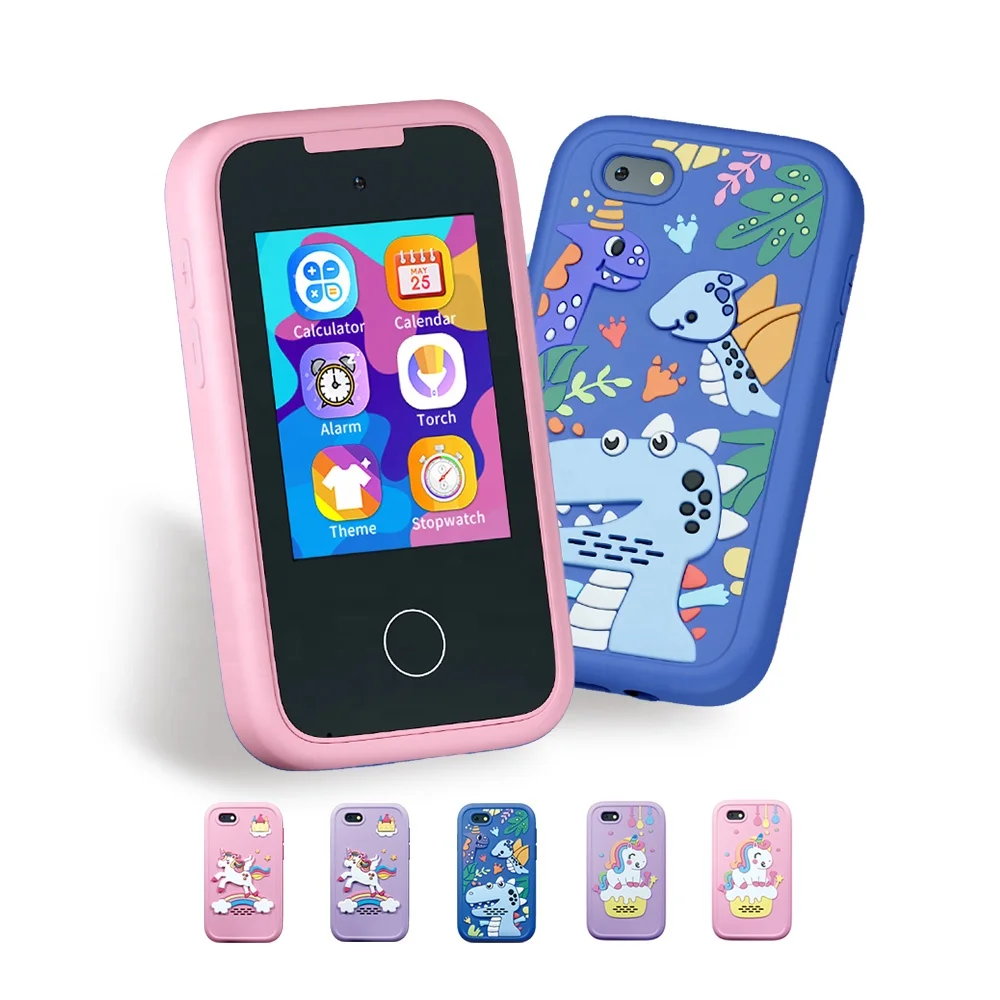YMX PH05SC with Touchscreen Silicone Case Cellphone Toys Mobile Cell Smart Games Take Photo Music Phones for Kids Baby Girl Boy
