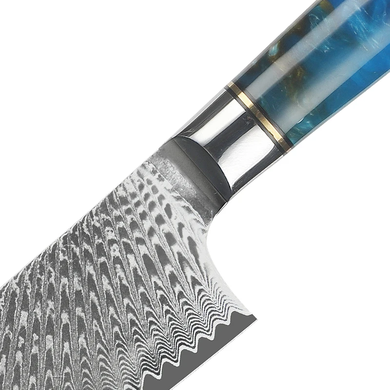 Chef Cooking VG10 67layers Japanese Kitchen Knives Damascus Knife Set Blue Resin Handle Damascus Steel Knife