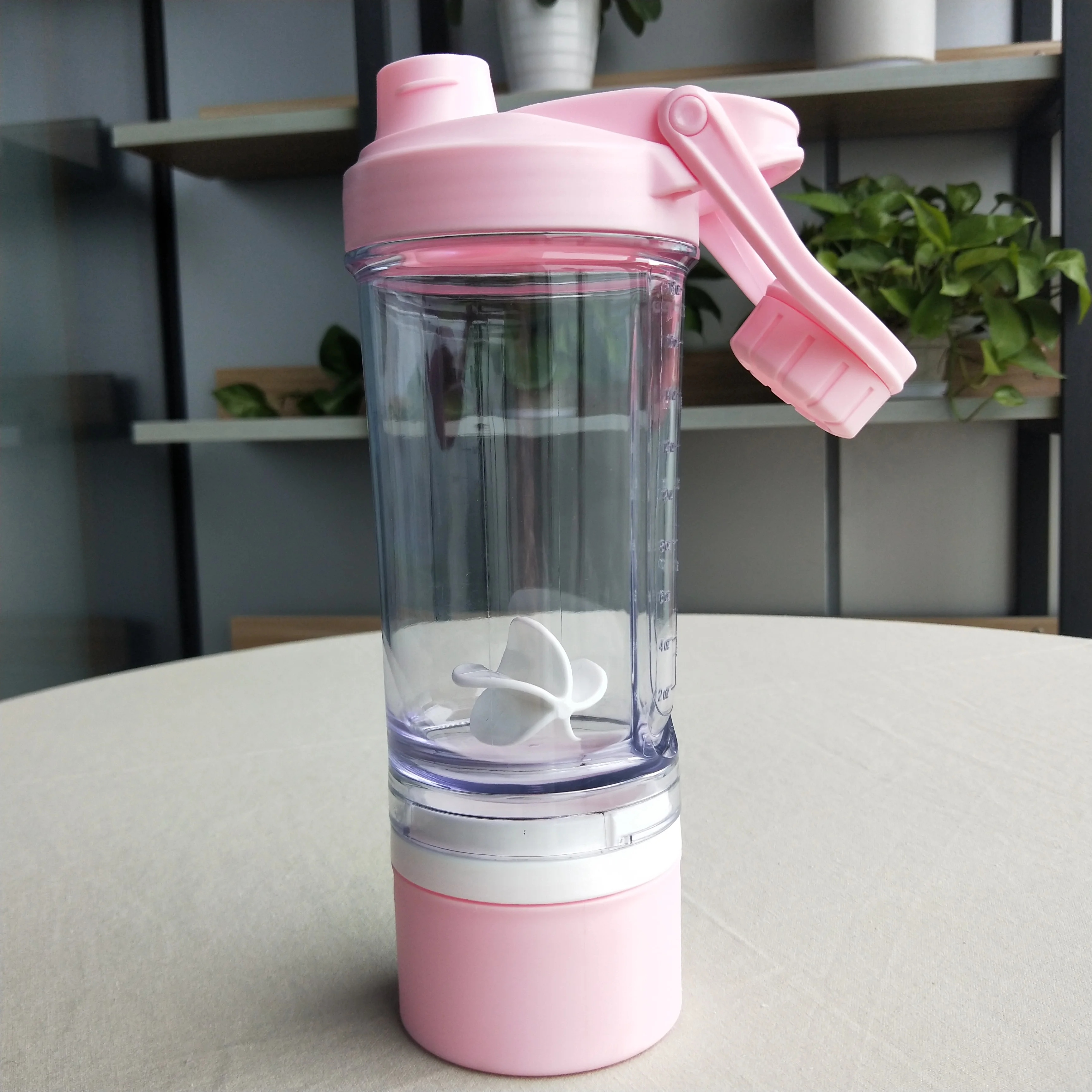 500ml custom Plastic tritan gym sports powder protein shaker drinking water bottle with screw lid storage box