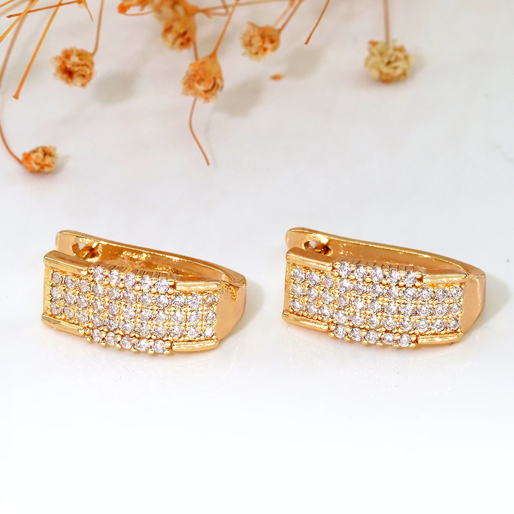 Fashion Jewelry  Brass Bridal English Lock Pakistan Indian Micro Pave Women Zirconia Huggie Hoop Party Earrings