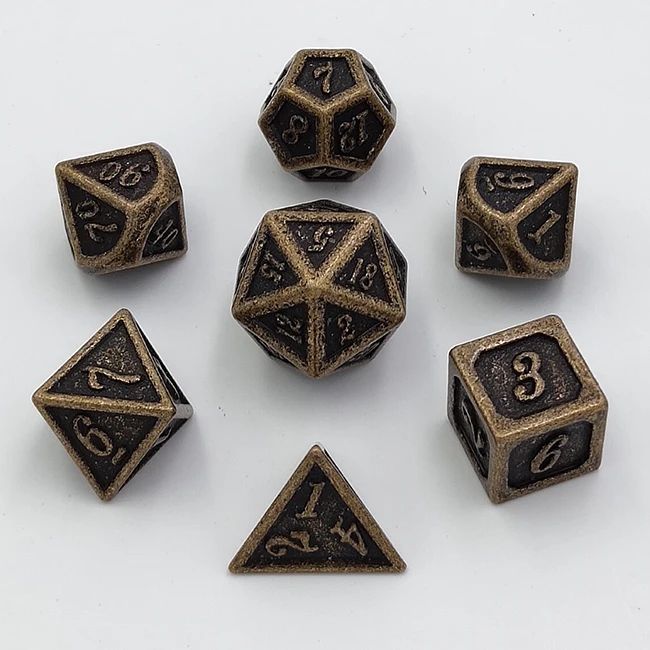 
10 Sided Retro Gold Color Mini Metal Red High- class Dice Set 10mm Custom Polyhedral Game Dice 