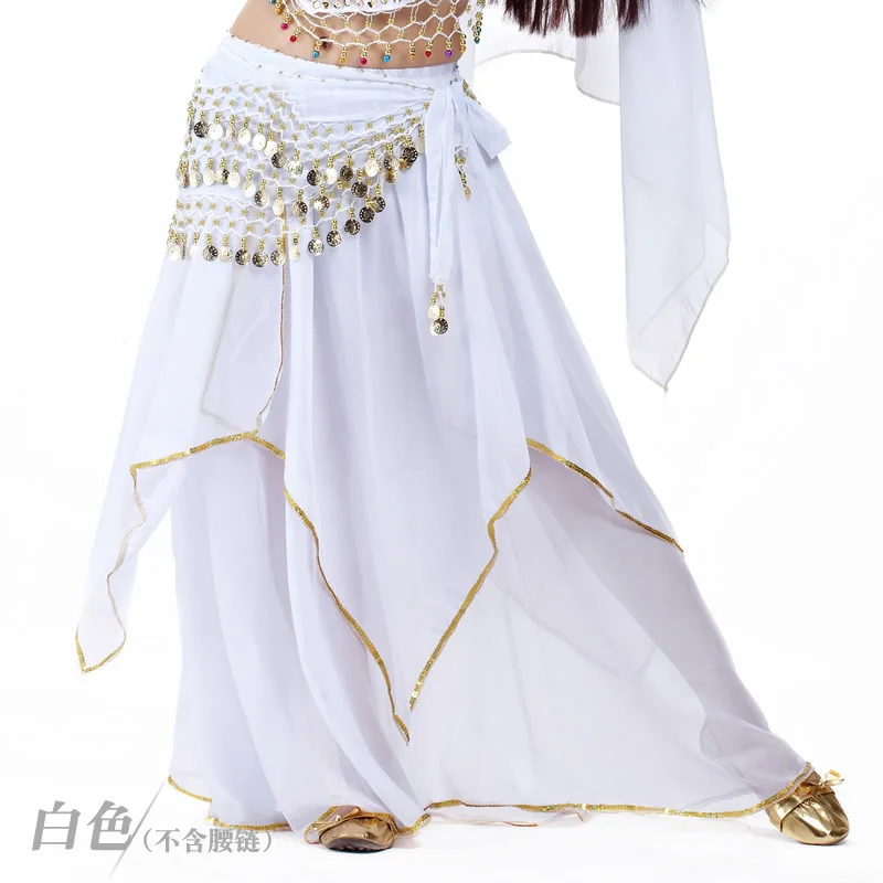 Long Skirt Dress Belly Dance Stage Performance Bottom Yarn Bollywood Indian Accessories Sexy for Women Adults Chiffon 1set