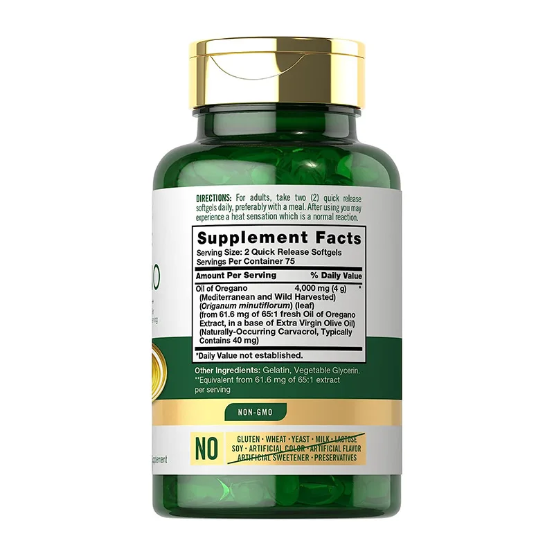 OEM/ODM/OBM 100% Pure Natural Organic Oregano Oil Capsules Non-GMO And Gluten Free Oregano Oil Softgel Capsules Immune Booster