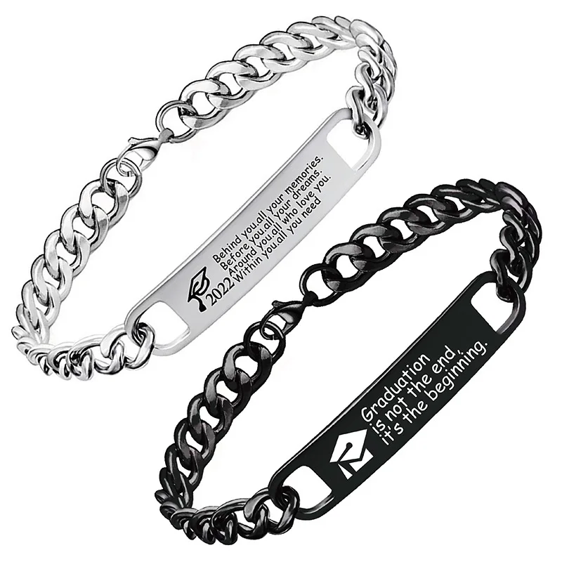 Gold Plated Metal Personalised Name Smart Custom  Bar Blank For Engraving Fashion Jewelry Stainless Steel Bracelets