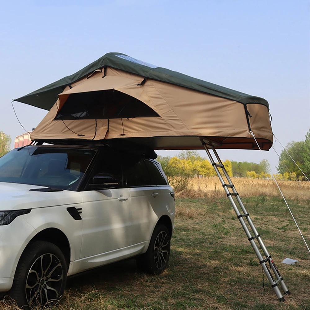 Outdoor camping rooftop tent connection ladder multi-key telescopic ladder Climb the ladder