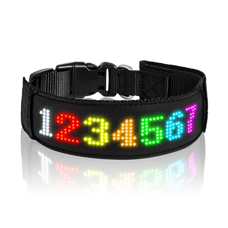 LED Light Up Dog Collar Pet Accessories Wireless APP Customized Luminous LED rechargeable collars harnesses and leashes with LED