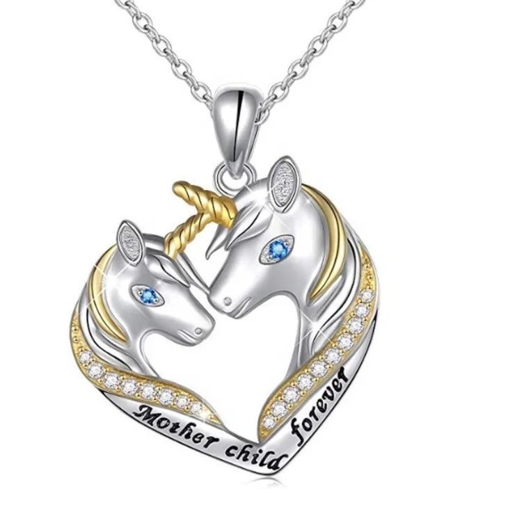 
Кулон Единорог для девочек из серебра 925 пробы с фианитом родиевого цвета 