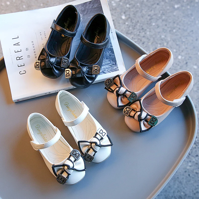 New Princess Leather Shoes Girls Single Shoes Soft Sole Children Bowknot Spring and Autumn Sweet Toddler Shoes Cute Chic Flats