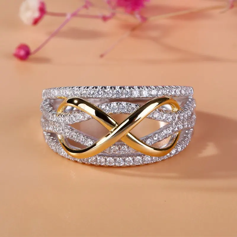 Dropshipping Discount Jewelry Rings Woman Plated Silver Infinitiy Gold Ring