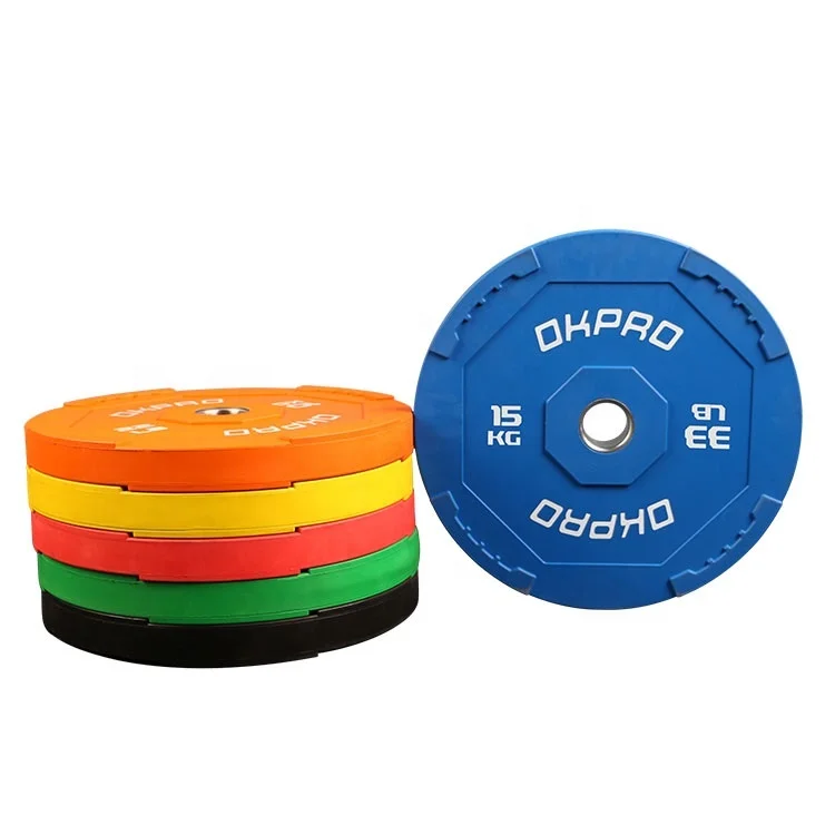 OKPRO Wholesale Gym Exercise Competition Barbell Plate Custom Kg Weight Lifting Rubber Bumper Weight Plates