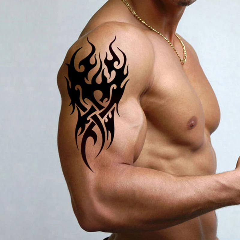 
 Водостойкая временная татуировка для мужчин, татуировка с огнем для мужчин, Орел, лотос, мандала, глаз, тотем с пламенем, 12*19 см, Искусственная Имитация для перевода воды  
