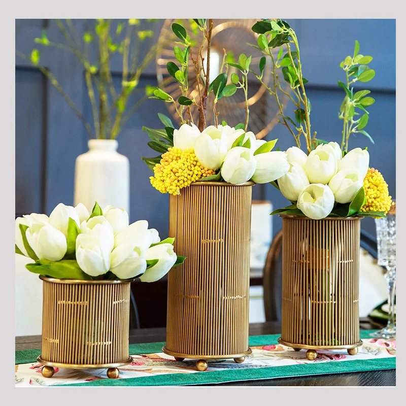 Современные сушеные цветы горшки для растений декоративные свадебные украшения минималистичный металлический набор из трех