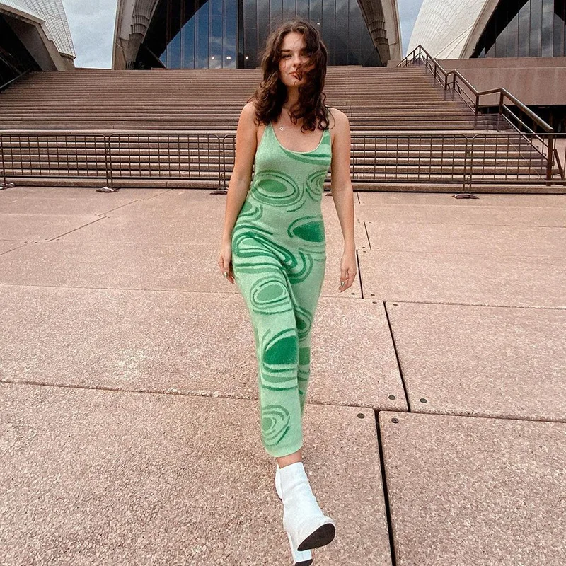 FYB Fashion Slim Knitted Slip Sleeveless Vest Maxi Elegant Dress Bodycon Summer Women Sweater Dress