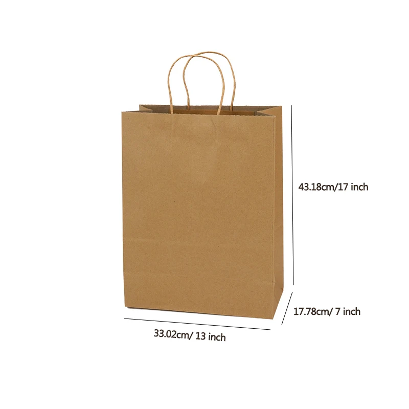 Factory Wholesale custom Printing logo restaurant packaging Biodegradable Recyclable Brown Kraft Paper Bag With Handle