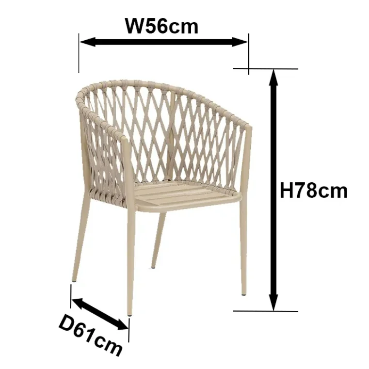 Terrace outdoor restaurant patio garden set furniture rope woven outdoor dining chair patio rope chair furniture
