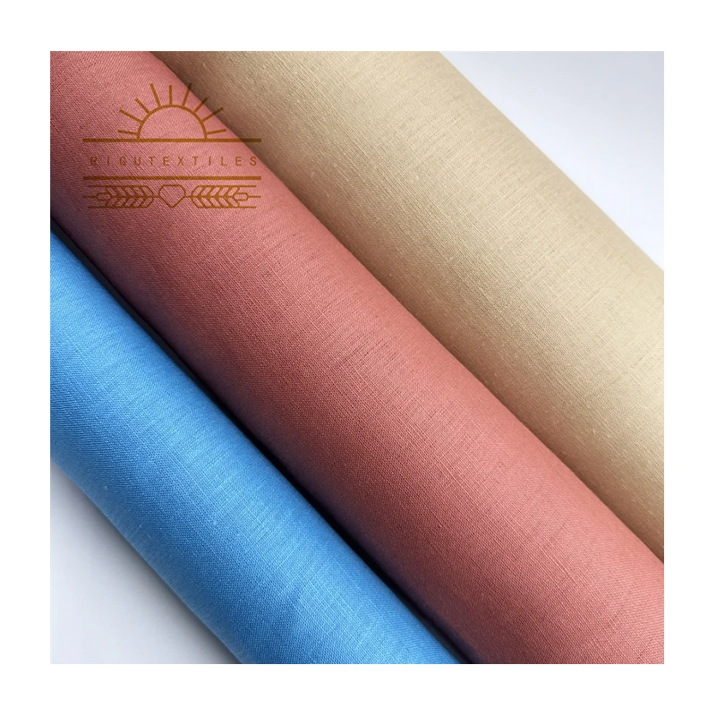 RIGU Textiles OEKO TEX 100 Stock Lot Free Sample In Plain Dyed Flax Linen Cotton Digital Fabric Printing Fabric For Garment