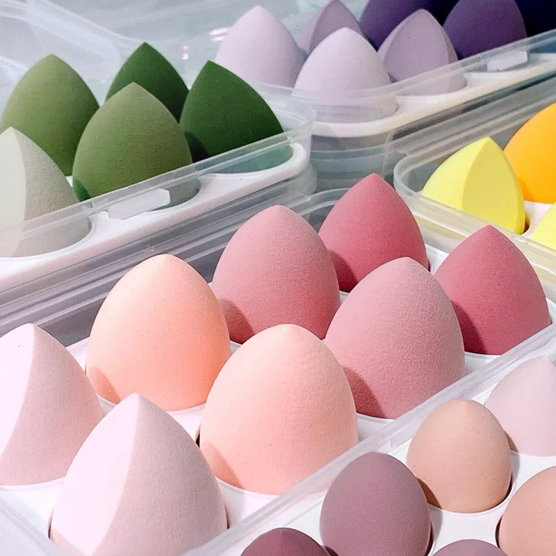 8 pcs 4pcs Purple Yellow Pink Green Egg Latex Free Make Up Beauty Makeup Blender Sponge Set