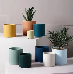 nordic colorful indoor ceramic flower cactus plant pots with plate
