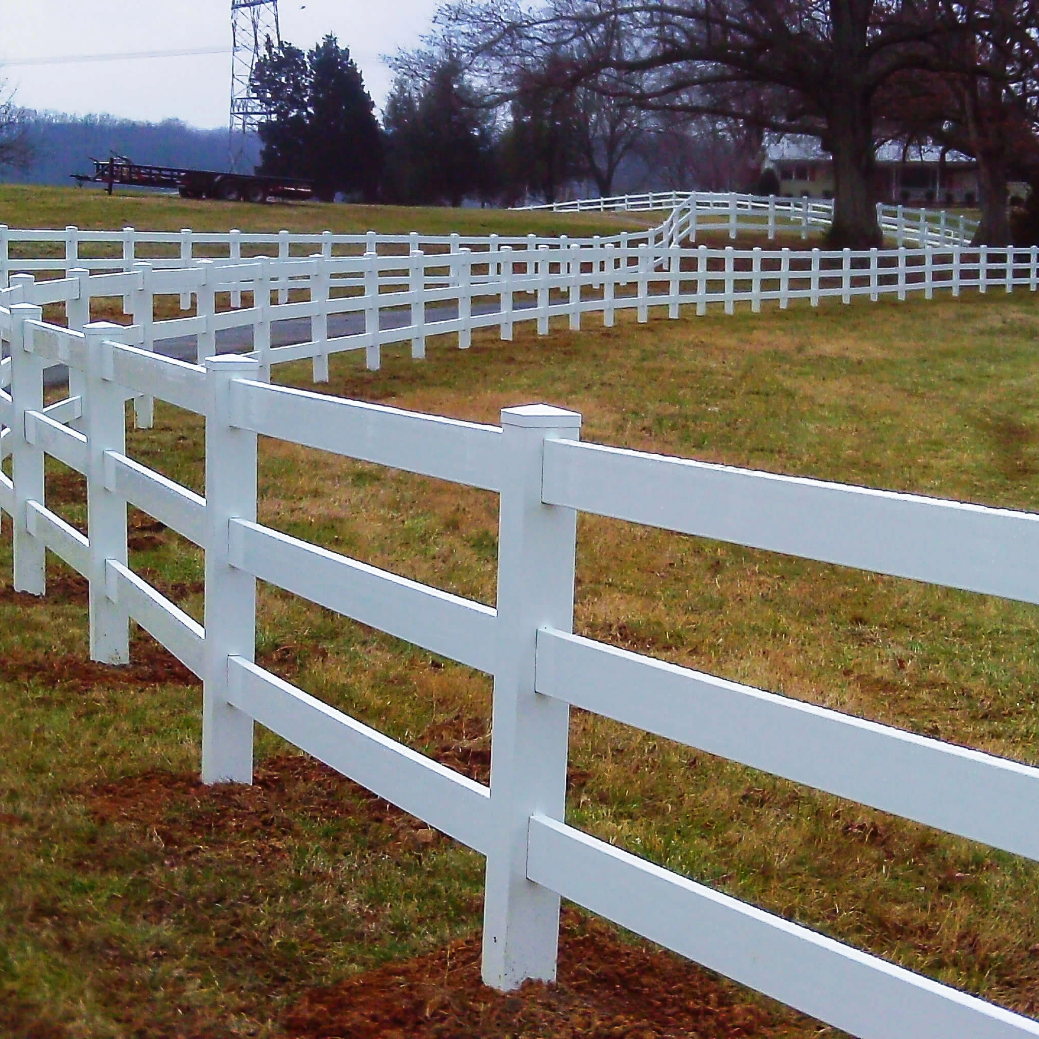 Fentech Professional White Vinyl PVC Plastic 3 Rail Horse Fence, Horse Rail Fence