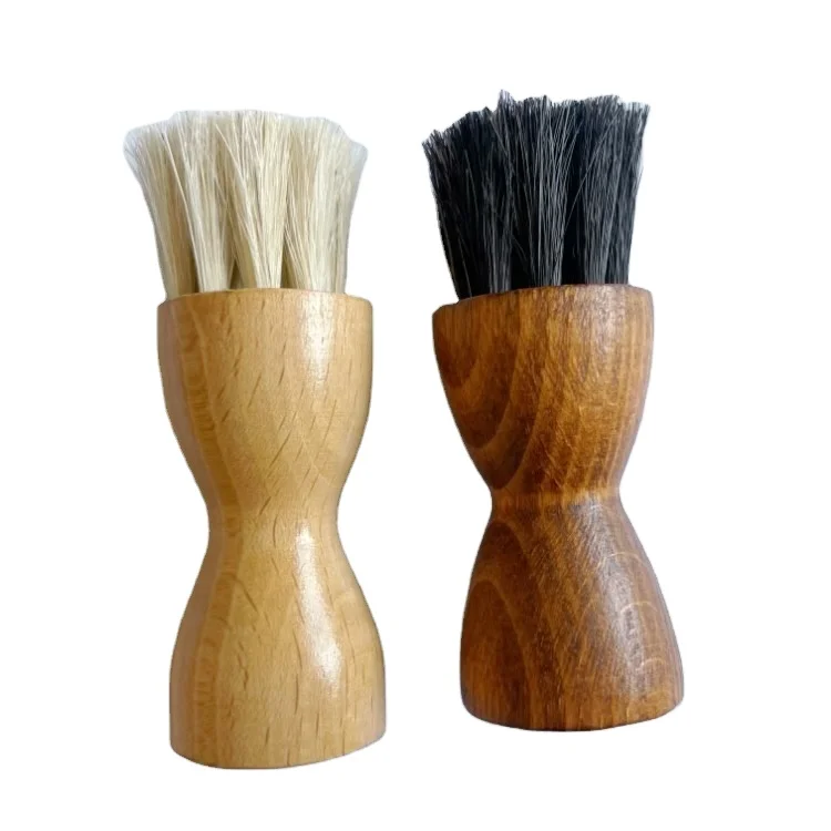 Medium Soft Hard Wood Shoe Brush Cream Applicator Set Shine Polish Paste Jar Dauber Horse Hair Pig Hair